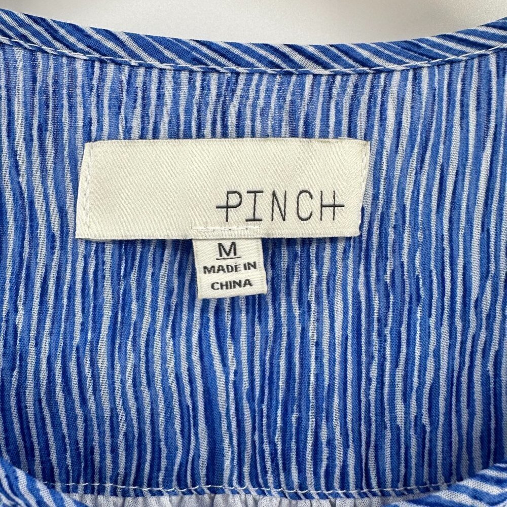 Pinch Blue Alys Wavy Tiered Lined Sleeveless Fit Flare Striped Medium Mini Dress - Picture 5 of 8